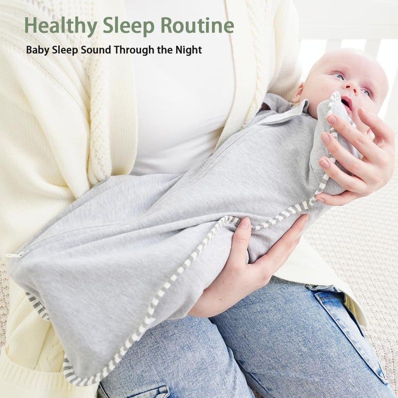 Roksuma Transition Swaddle 3-6 Months Baby Sleep Sack Arms up Swaddle 2-Way Zipper 100% Cotton Arms in/Out, 0.8 Tog Baby Transitional Swaddle Sack for Boy Girl, 2-Pack (Medium 14-20lbs) - Image 5